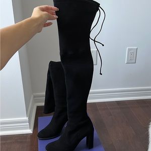 Stuart Weitzman Hiline Suede Over-The-Knee Boots Black